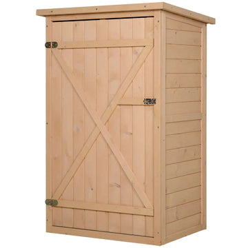 Houten tuinkast met planken | Kleur: Natuurlijk hout | Afmetingen: 56x75x115 cm