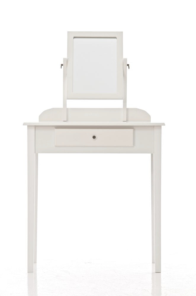 Kaptafel Diana met verstelbare spiegel en kruk | Kleur: Wit | Afmetingen: 72x41x76 cm