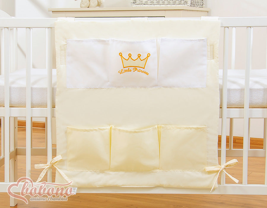 Spjälsängsorganisatör Lille Prins/Prinsessa - förvaringsväskor - 6 rymliga fack för babysaker