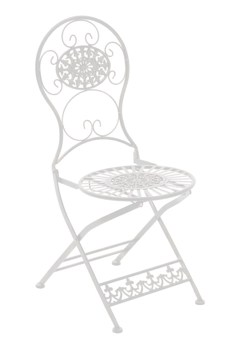 Klapstoel MANI - Nostalgische metalen tuinstoel | Kleur: Wit | Afmetingen: 43x50x91.5 cm
