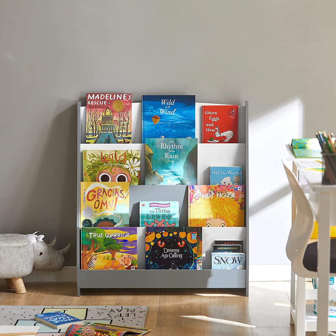 Kinderen Kinderboekenkast Boekenplank Opbergplank Rack Organizer Houder met 4 planken