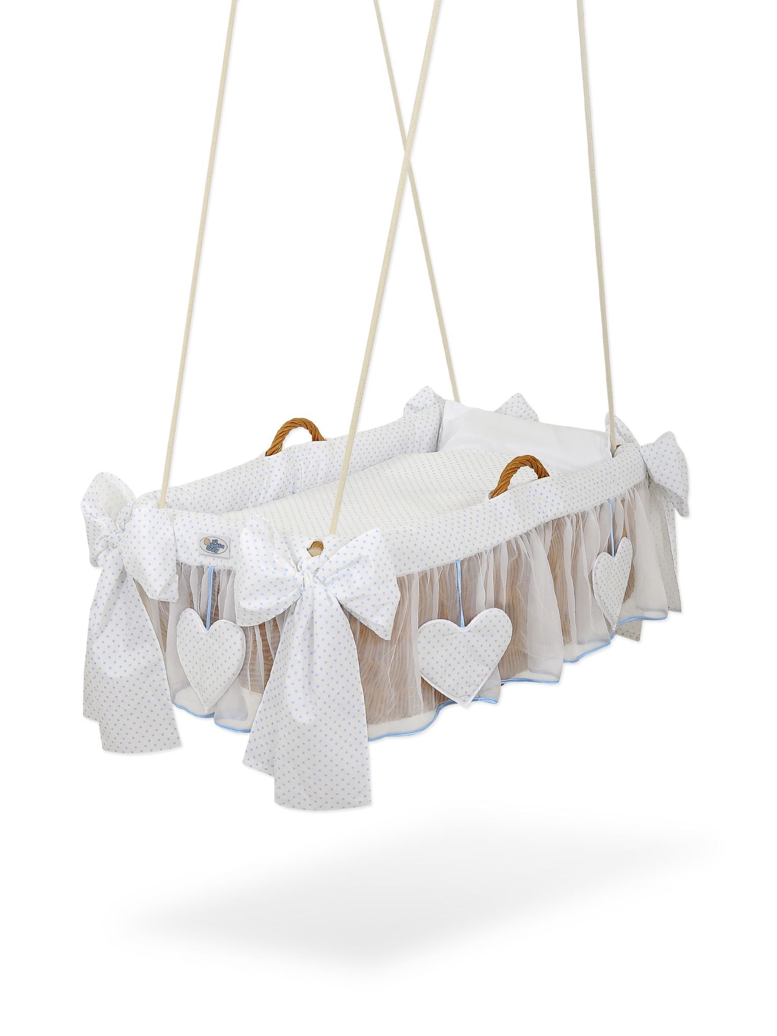 Hängande vaggkorg - vaggkorg - 100% bomullsöverdrag, inkl. madrass och hängset, handvävd