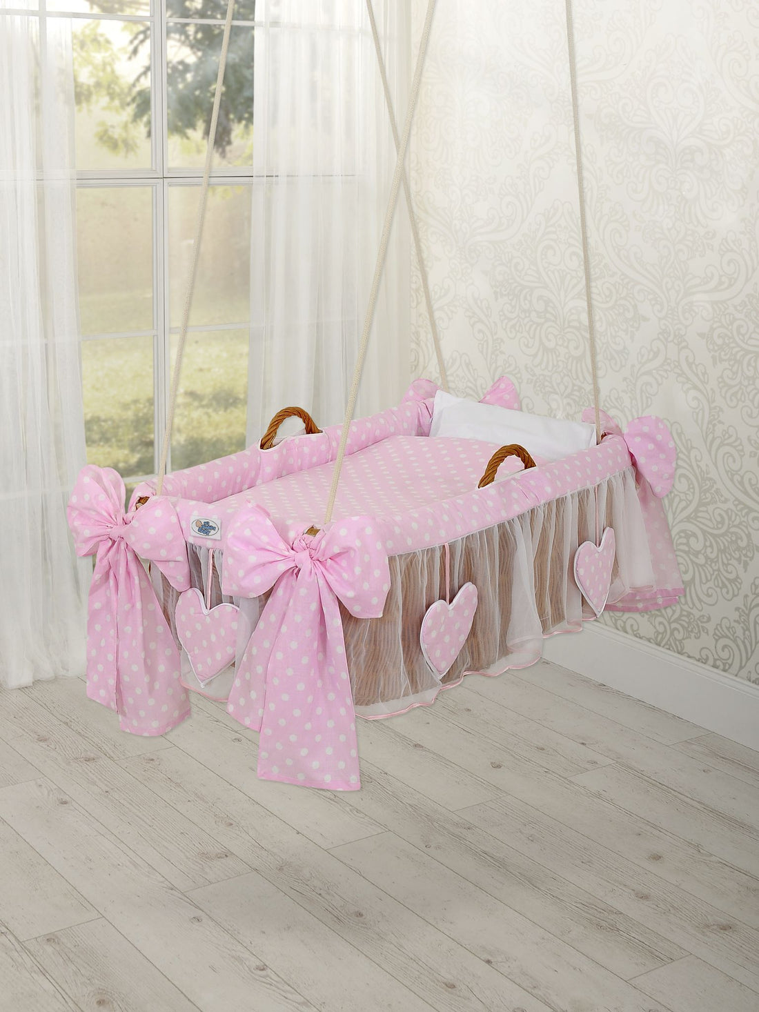 Hängande vagga för bebisar - rottingvagga - 100% bomull, andningsbar och med avtagbart överdrag