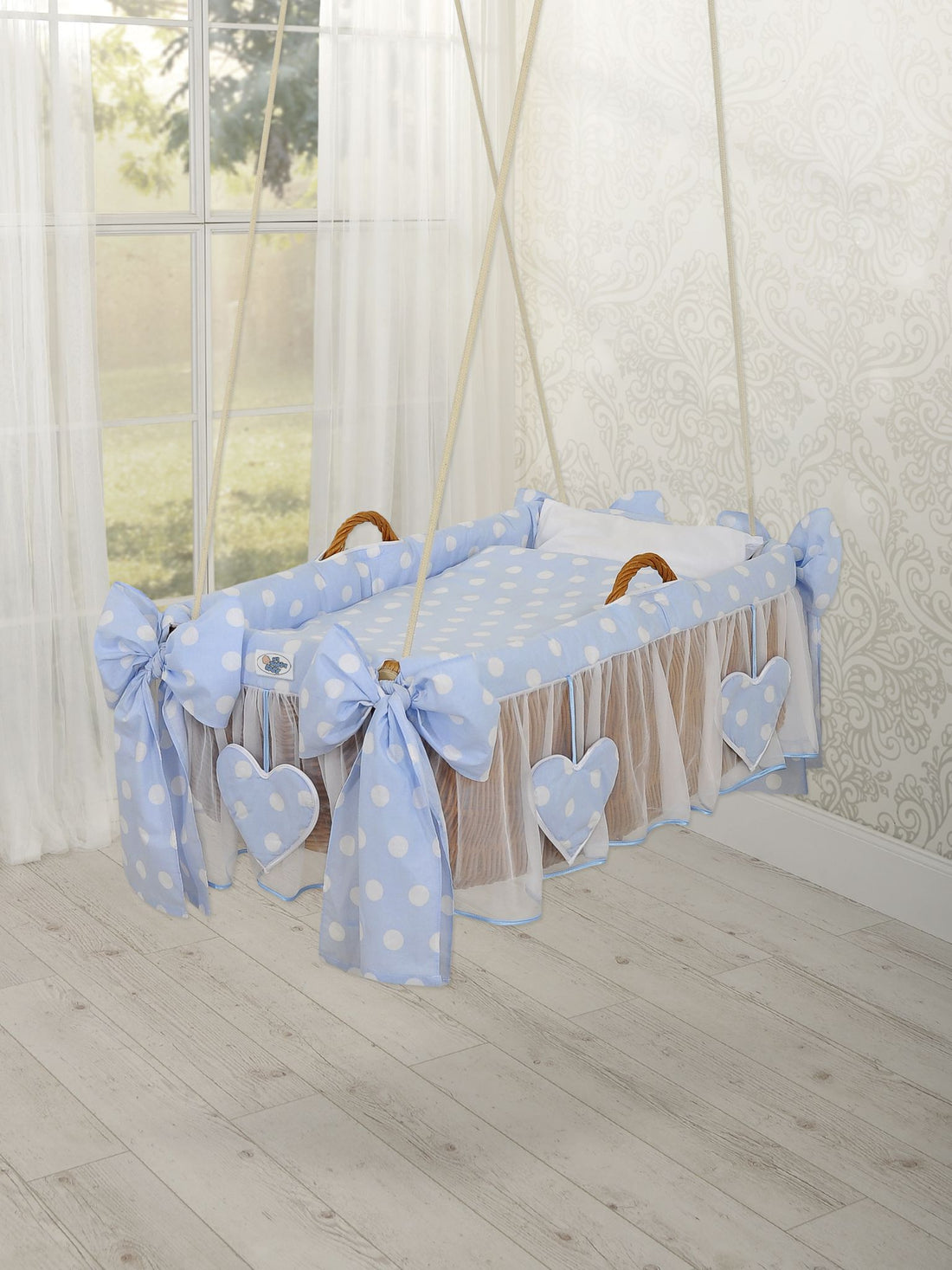 Hängande vaggkorg - babykorg - 100% bomullsöverdrag, avtagbar madrass för enkelt underhåll