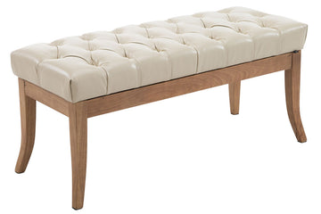 Bank RAMSES - Chesterfield zitbank van kunstleer | Kleur: Crème | Afmetingen: 100x38x46 cm