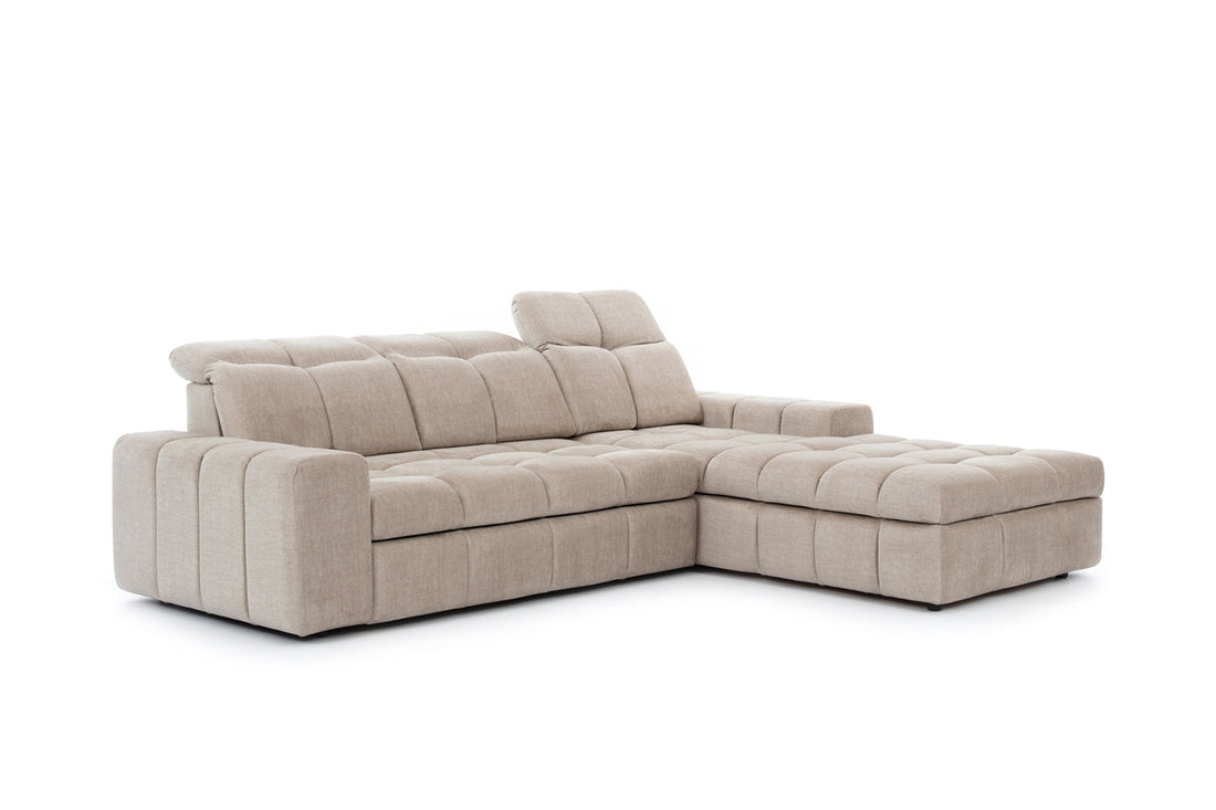Magnelio Mini hoekbank met slaapfunctie en beddengoedcontainer | Kleur: Licht met zwart