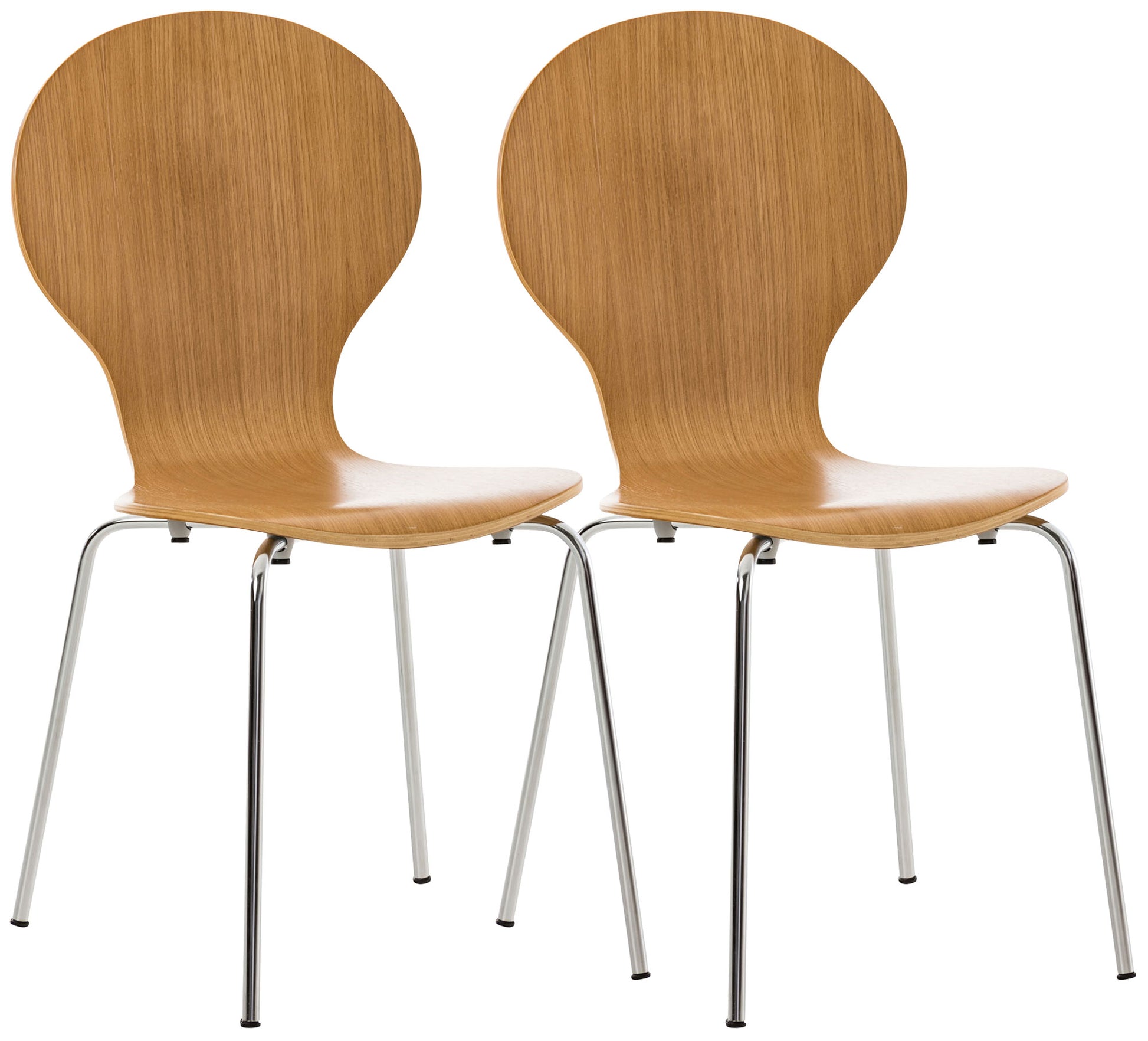 2x Stapelbare Bezoekersstoelen - Ergonomische Zit - Ruimtebesparend Design Kleur eik