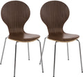 2x Stapelbare Bezoekersstoelen - Ergonomische Zit - Ruimtebesparend Design Kleur walnoot