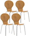 4x Ergonomische Stapelstoel - Bezoekersstoel - Ruimtebesparend Design Kleur eik