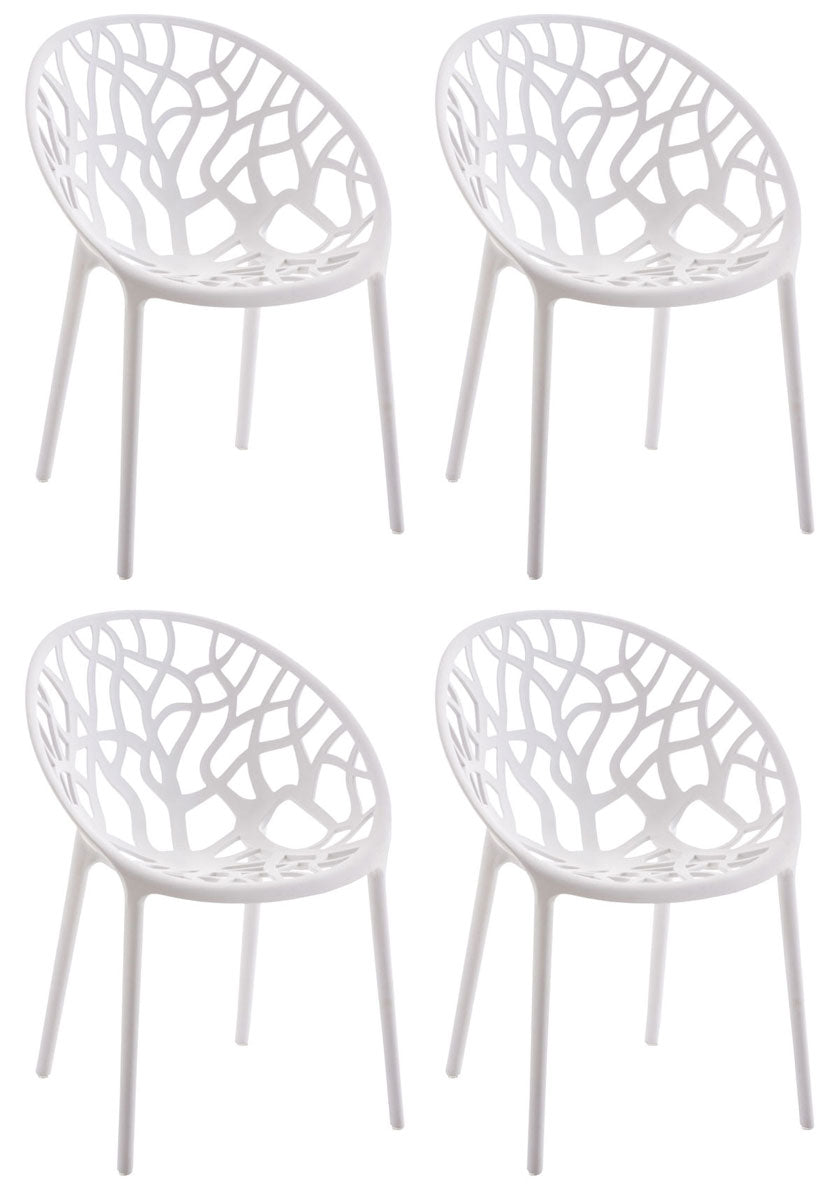 4-delige Set Stapelbare Tuinstoelen - Bistrostoelen - Weerbestendig en Ruimtebesparend Design Kleur wit