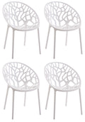 4-delige Set Stapelbare Tuinstoelen - Bistrostoelen - Weerbestendig en Ruimtebesparend Design Kleur wit