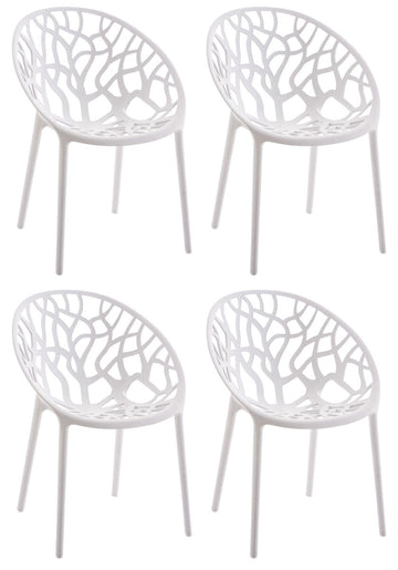 4-delige Set Stapelbare Tuinstoelen - Bistrostoelen - Weerbestendig en Ruimtebesparend Design Kleur wit
