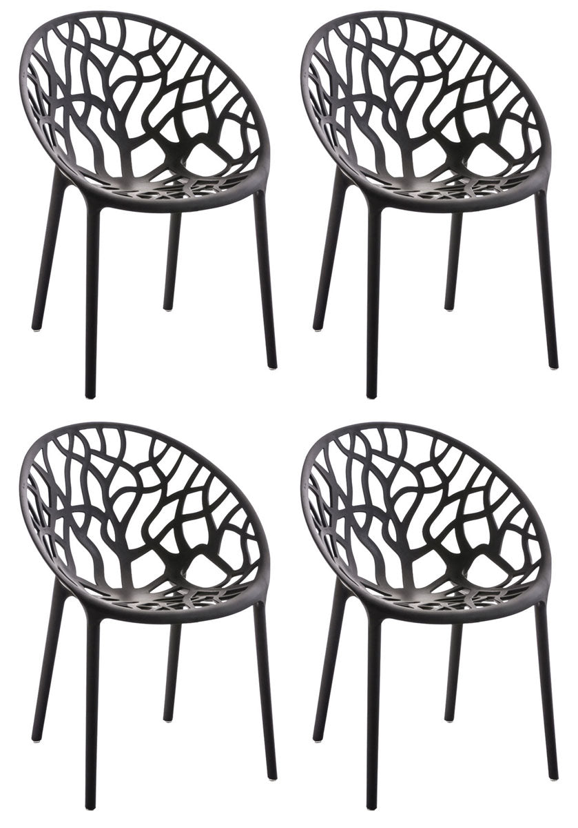 4-delige Set Stapelbare Tuinstoelen - Bistrostoelen - Weerbestendig en Ruimtebesparend Design Kleur wit