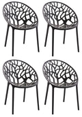 4-delige Set Stapelbare Tuinstoelen - Bistrostoelen - Weerbestendig en Ruimtebesparend Design Kleur zwart