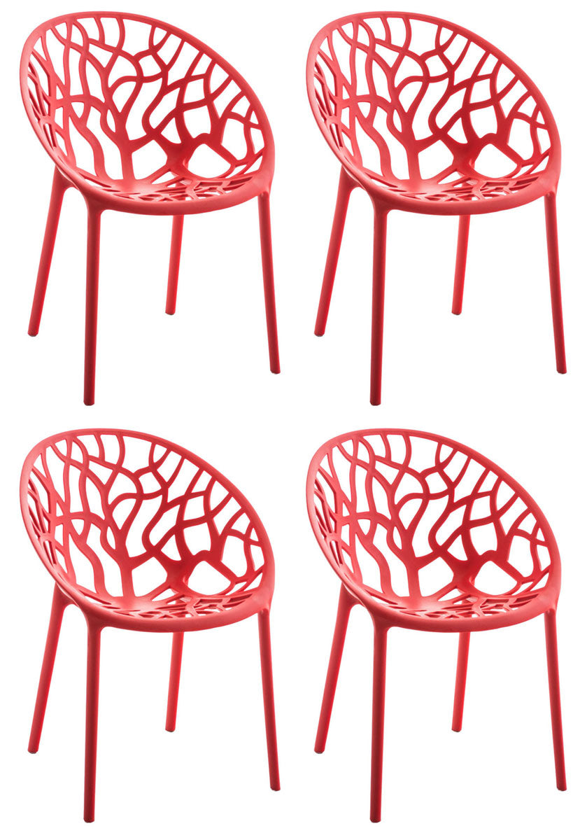 4-delige set Tuinstoelen - Stapelbare Stoelen - Waterafstotend & UV-bestendig Kleur rood
