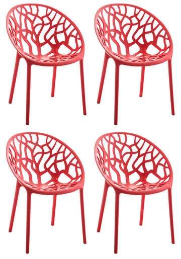 4-delige set Tuinstoelen - Stapelbare Stoelen - Waterafstotend & UV-bestendig Kleur rood