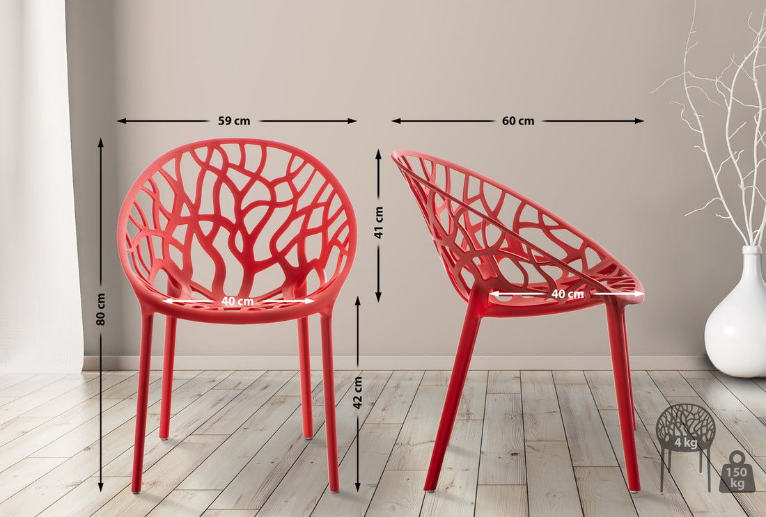 4-delige set Tuinstoelen - Stapelbare Stoelen - Waterafstotend & UV-bestendig Kleur rood