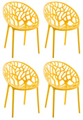 4-delige Set Stapelbare Tuinstoelen - Bistrostoelen - Weerbestendig en Ruimtebesparend Design Kleur geel