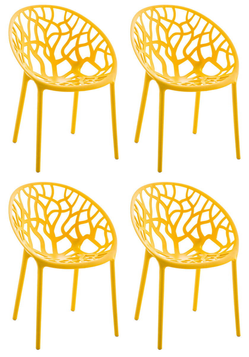 4-delige Set Stapelbare Tuinstoelen - Bistrostoelen - Weerbestendig en Ruimtebesparend Design Kleur geel