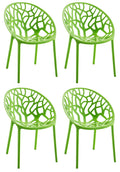 4-delige Set Stapelbare Tuinstoelen - Bistrostoelen - Weerbestendig en Ruimtebesparend Design Kleur groen