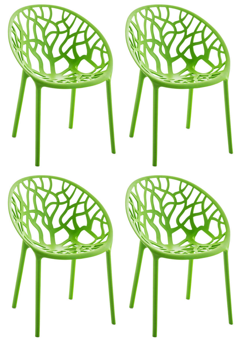 4-delige Set Stapelbare Tuinstoelen - Bistrostoelen - Weerbestendig en Ruimtebesparend Design Kleur groen
