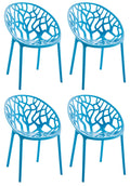 4-delige Set Stapelbare Tuinstoelen - Bistrostoelen - Weerbestendig en Ruimtebesparend Design Kleur blauw