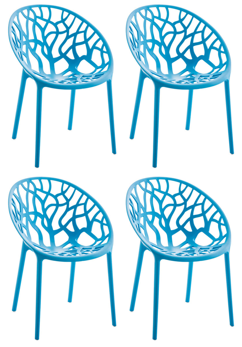 4-delige Set Stapelbare Tuinstoelen - Bistrostoelen - Weerbestendig en Ruimtebesparend Design Kleur blauw