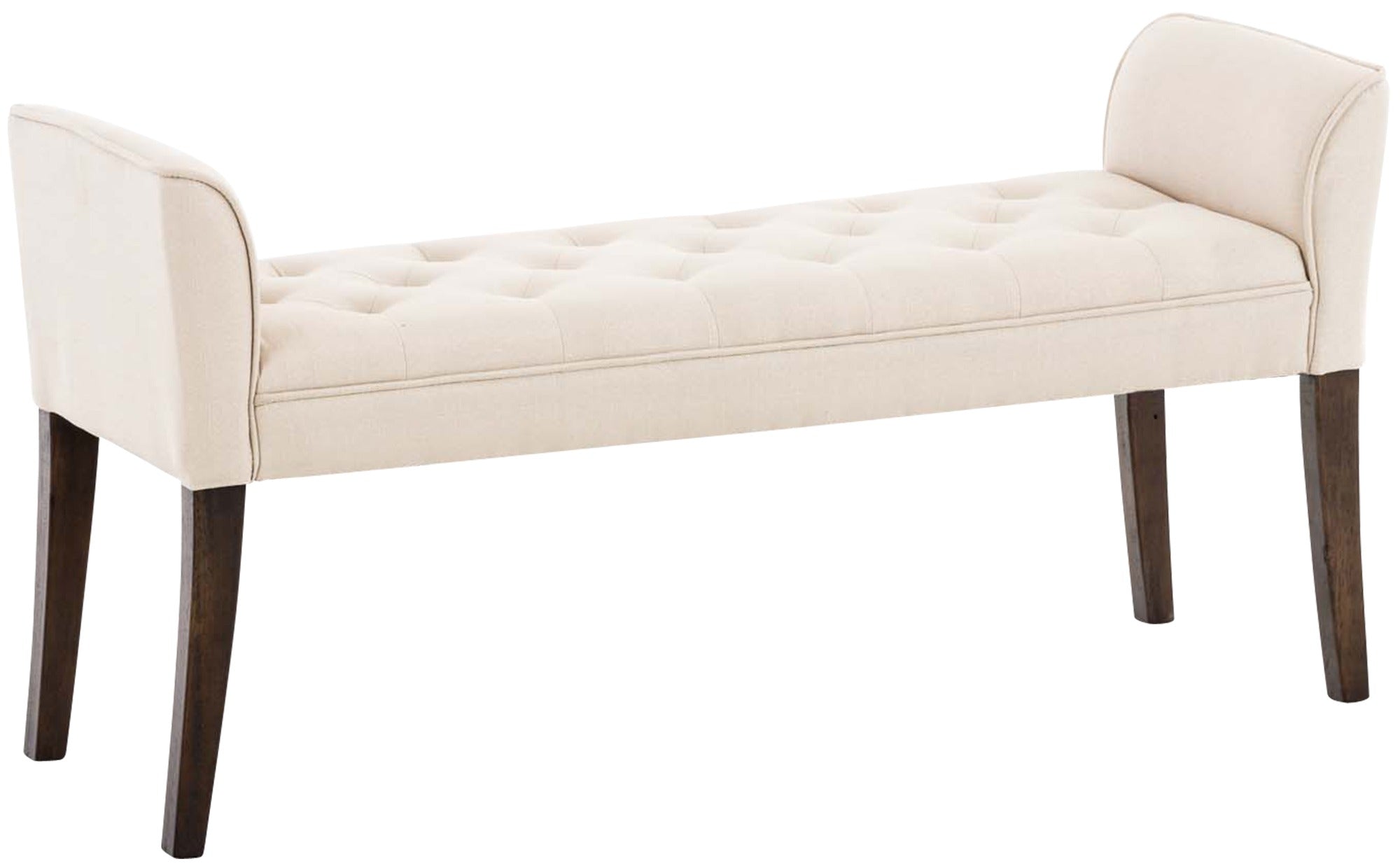 Chaiselongue Sofa - Loungestoel - Robuust Rubberhout Frame & Comfort Zitting Kleur crème Onderstel Kleur antiek-donker
