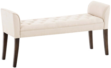 Chaiselongue Sofa - Loungestoel - Robuust Rubberhout Frame & Comfort Zitting Kleur crème Onderstel Kleur antiek-donker