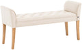 Chaiselongue Sofa - Loungestoel - Robuust Rubberhout Frame & Comfort Zitting Kleur crème Onderstel Kleur antiek-helder