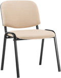 Stapelstoel - Conferentiestoel - Comfortabele Zitting - Duurzaam Stof - Zwart Metalen Frame Kleur crème