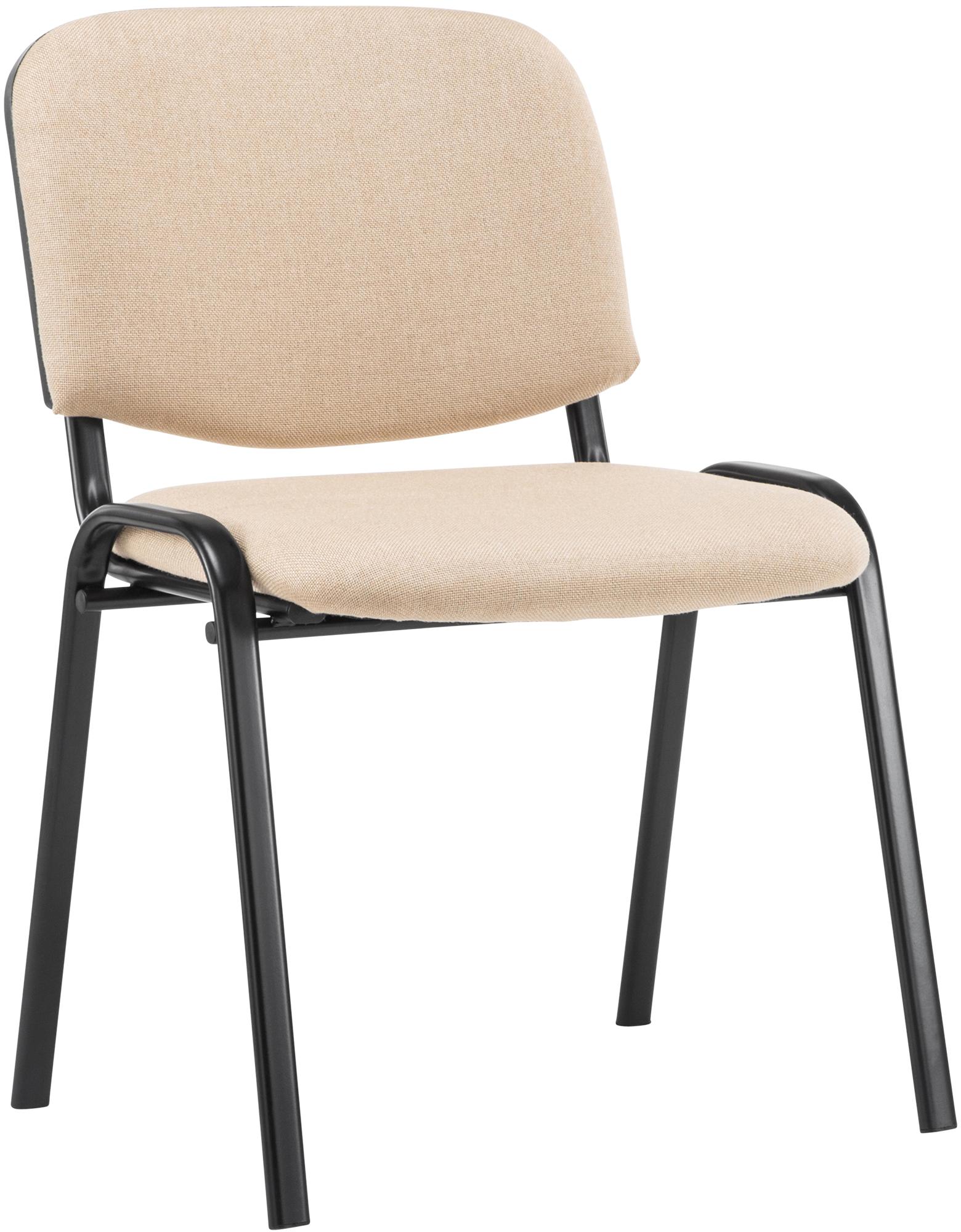 Stapelstoel - Conferentiestoel - Comfortabele Zitting - Duurzaam Stof - Zwart Metalen Frame Kleur crème