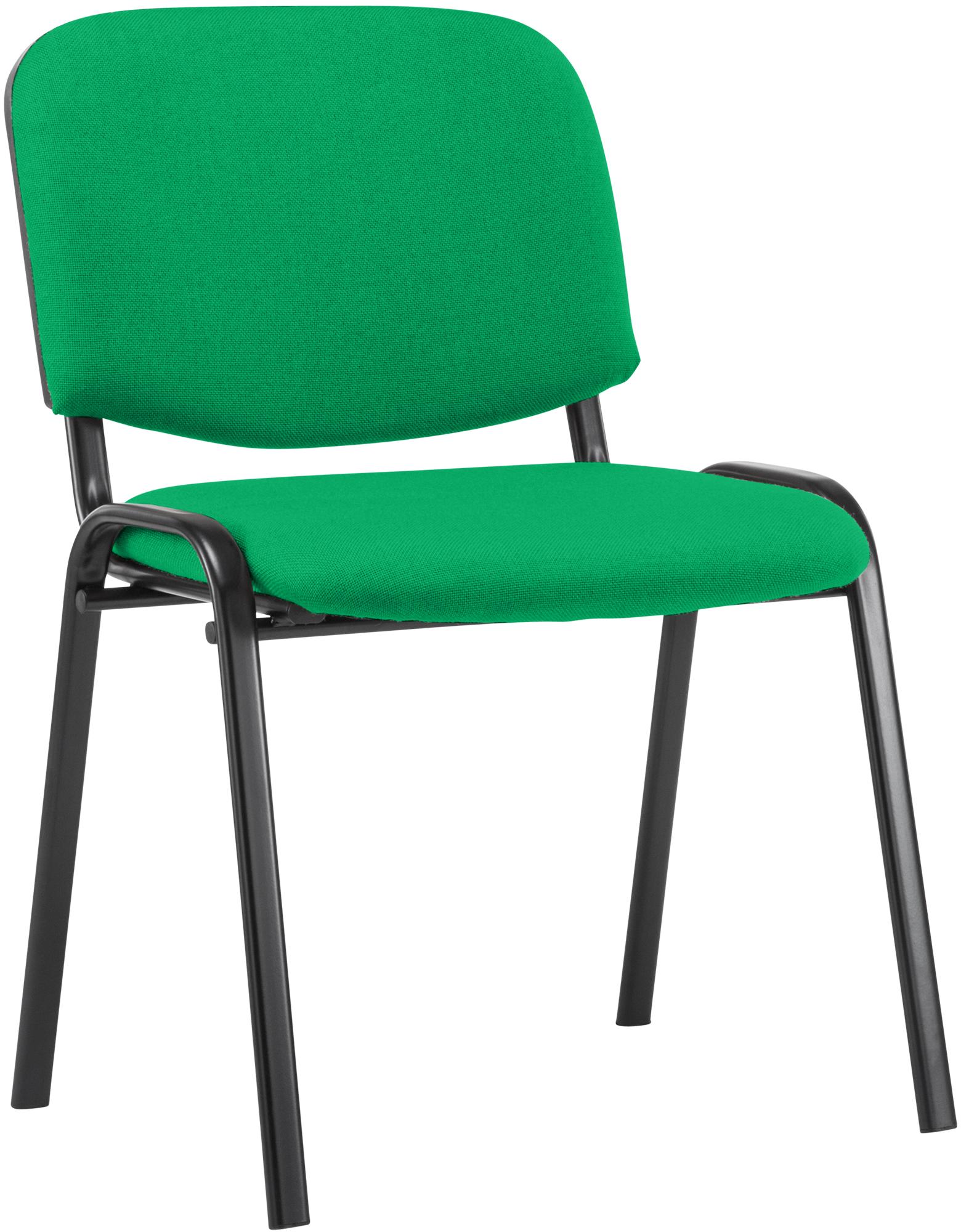 Stapelstoel - Conferentiestoel - Comfortabele Zitting - Duurzaam Stof - Zwart Metalen Frame Kleur groen