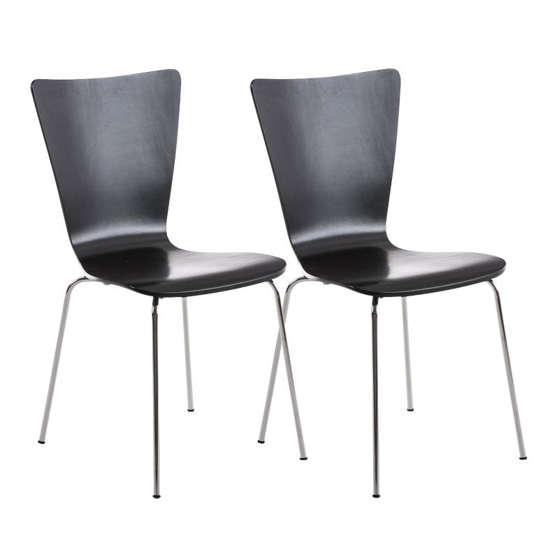 2-delige Set Bezoekersstoelen - Ergonomische Stacking Stoelen - Comfortabele Zitervaring Kleur zwart