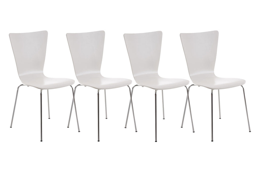 4x Bezoekersstoel - Vergaderstoelen - Ergonomische Zitting, Stapelbaar Design Kleur wit