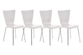 4x Bezoekersstoel - Vergaderstoelen - Ergonomische Zitting, Stapelbaar Design Kleur wit