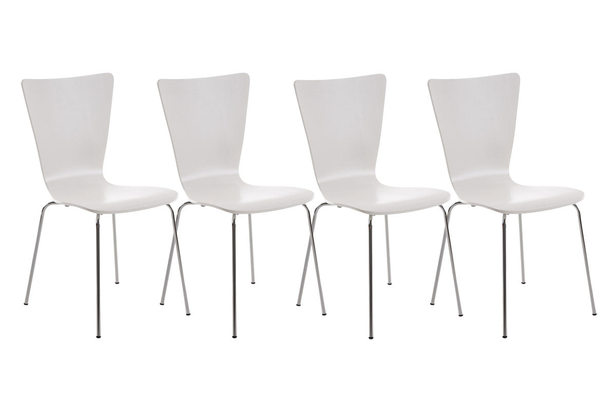 4x Bezoekersstoel - Vergaderstoelen - Ergonomische Zitting, Stapelbaar Design Kleur wit