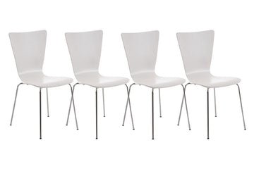 4x Bezoekersstoel - Vergaderstoelen - Ergonomische Zitting, Stapelbaar Design Kleur wit