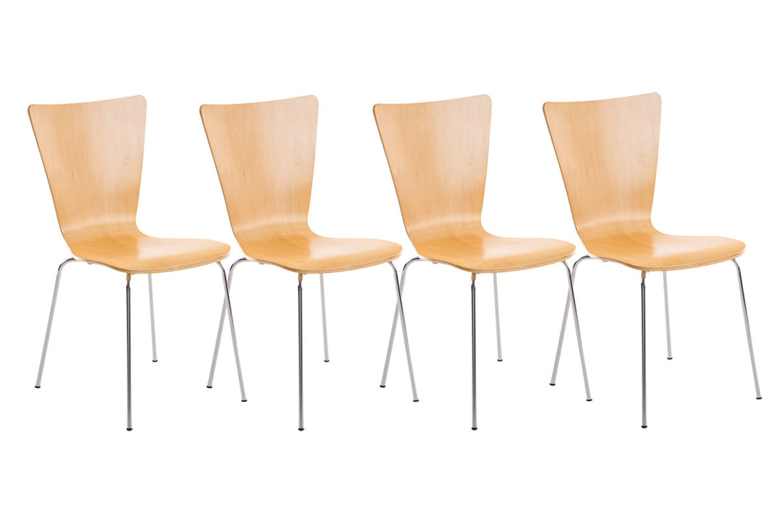 4x Bezoekersstoel - Vergaderstoelen - Ergonomische Zitting, Stapelbaar Design Kleur wit
