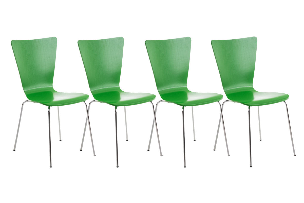 4x Bezoekersstoel - Vergaderstoelen - Ergonomische Zitting, Stapelbaar Design Kleur groen