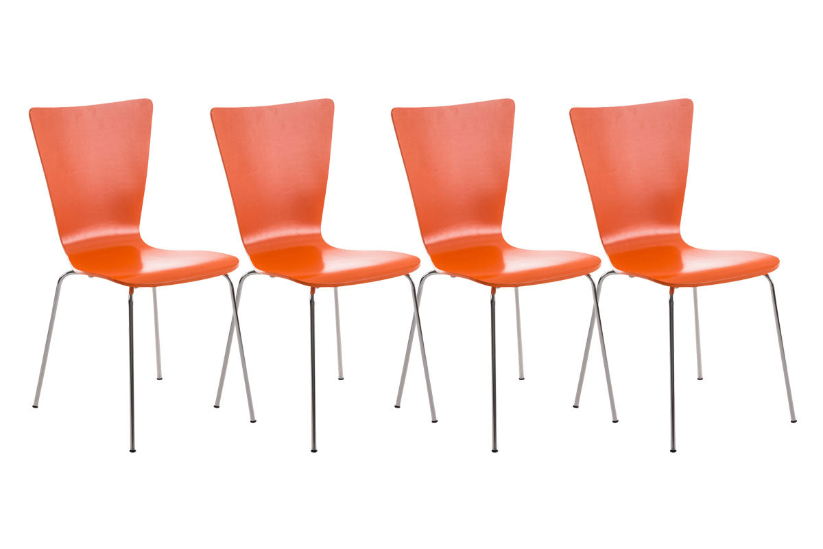 4x Bezoekersstoel - Vergaderstoelen - Ergonomische Zitting, Stapelbaar Design Kleur oranje