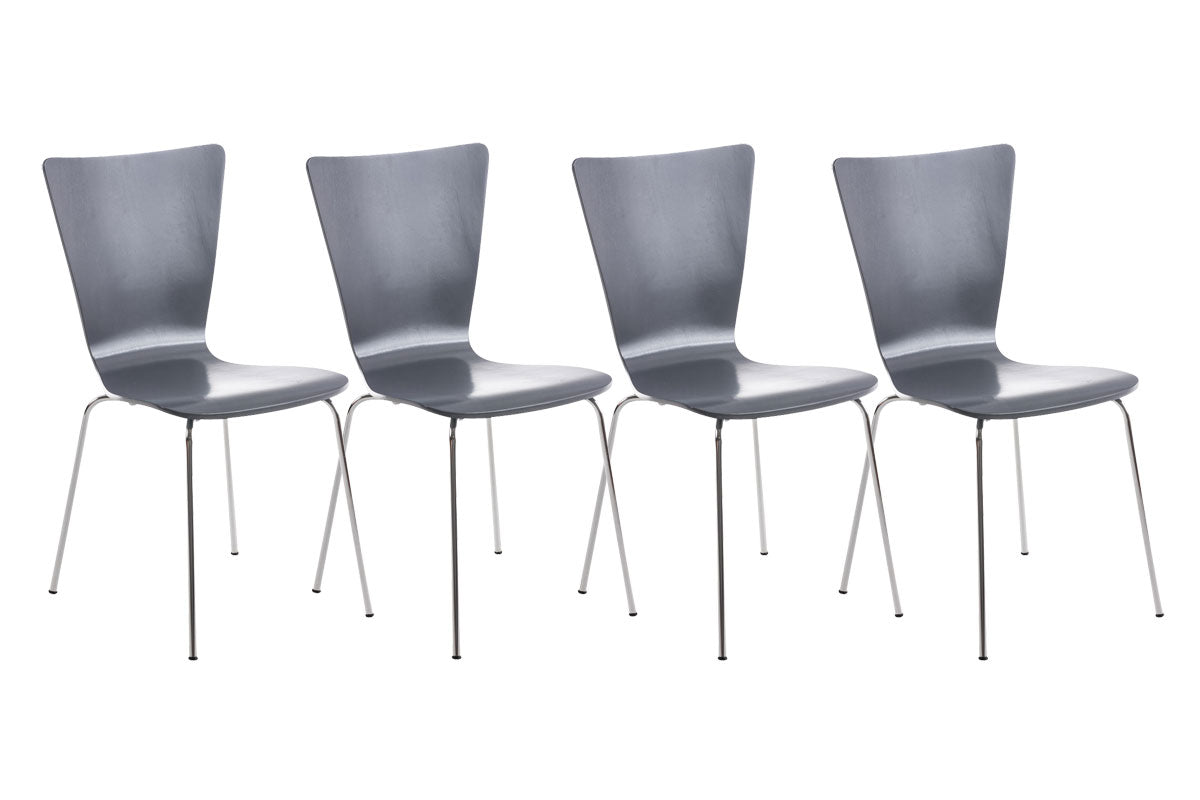 4x Bezoekersstoel - Vergaderstoelen - Ergonomische Zitting, Stapelbaar Design Kleur grijs