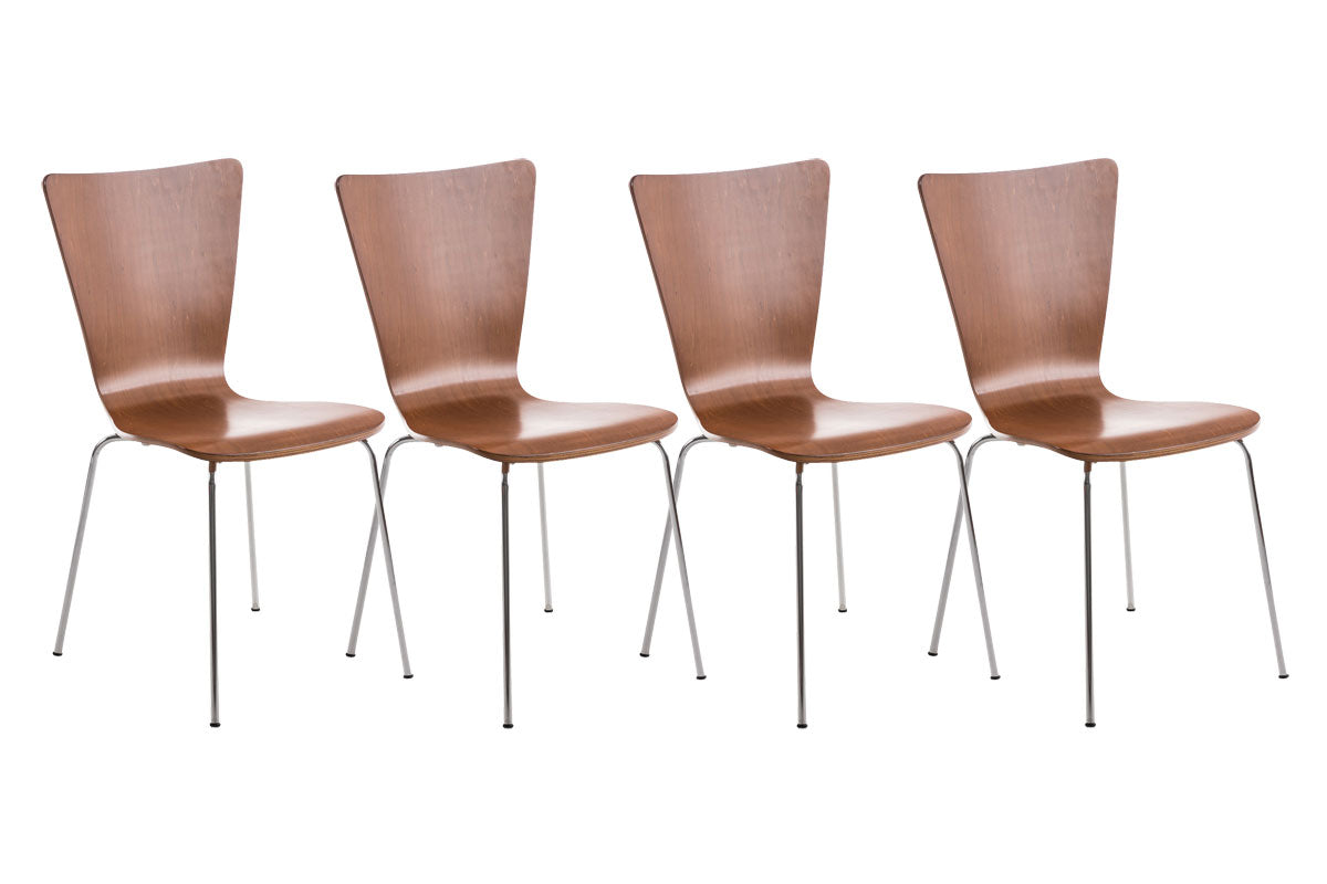 4x Bezoekersstoel - Vergaderstoelen - Ergonomische Zitting, Stapelbaar Design Kleur bruin