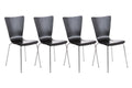4x Bezoekersstoel - Vergaderstoelen - Ergonomische Zitting, Stapelbaar Design Kleur zwart