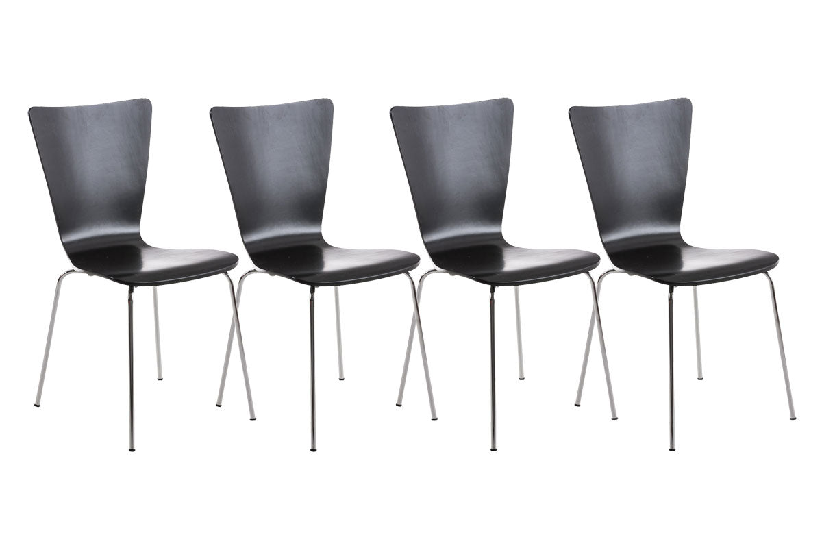 4x Bezoekersstoel - Vergaderstoelen - Ergonomische Zitting, Stapelbaar Design Kleur zwart