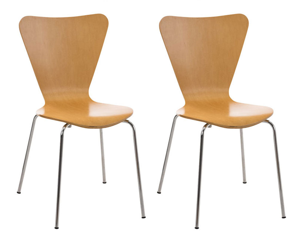2x Ergonomische Bezoekersstoelen - Wachtkamerstoelen - Comfortabele Zitting, Stapelbaar Design Kleur natuur