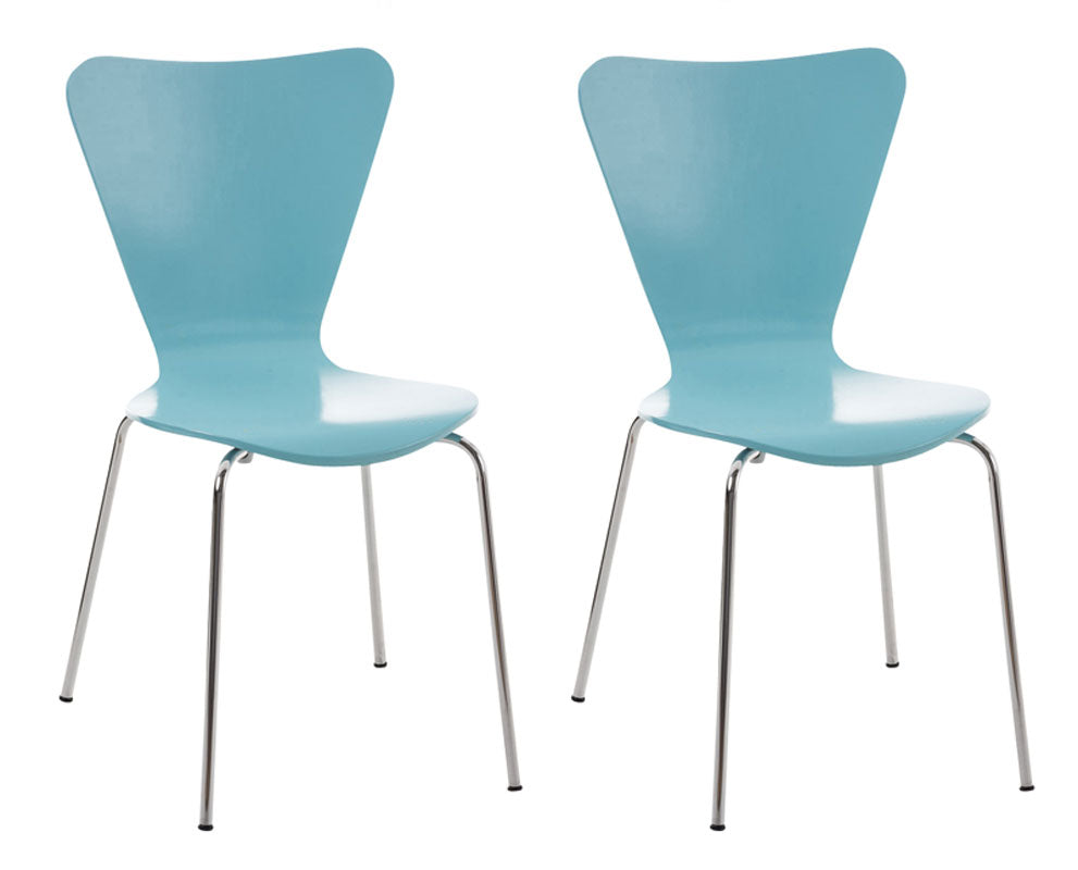 2x Ergonomische Bezoekersstoelen - Wachtkamerstoelen - Comfortabele Zitting, Stapelbaar Design Kleur lichtblauw