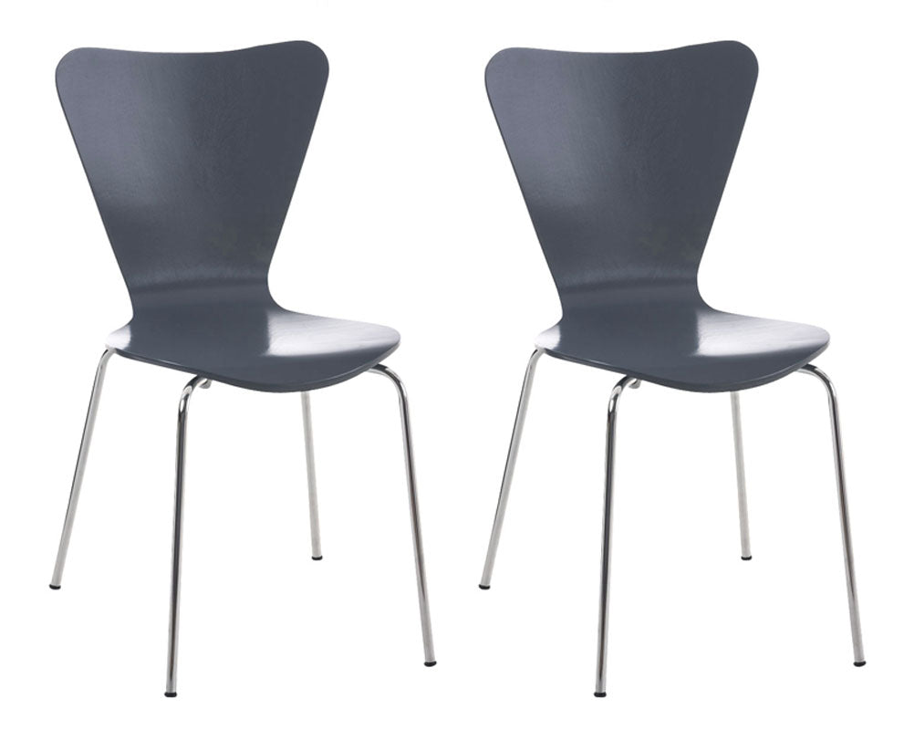 2x Ergonomische Bezoekersstoelen - Wachtkamerstoelen - Comfortabele Zitting, Stapelbaar Design Kleur grijs