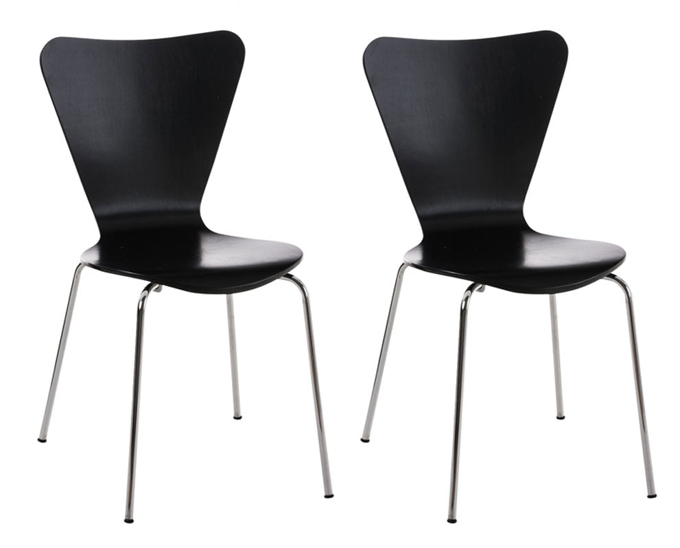 2x Ergonomische Bezoekersstoelen - Wachtkamerstoelen - Comfortabele Zitting, Stapelbaar Design Kleur zwart