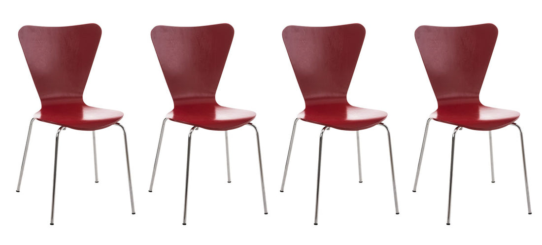 Bezoekersstoel Set 4x - Gaststoel - Ergonomisch Comfort, Stapelbaar Design Kleur rood